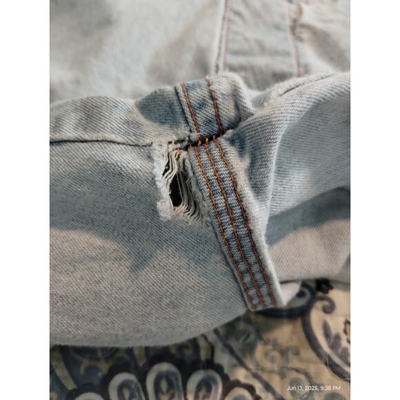 Y2K Marithé + François Girbaud Women's sz Medium Thrashed Denim Vintage Overalls - Picture 8 of 12